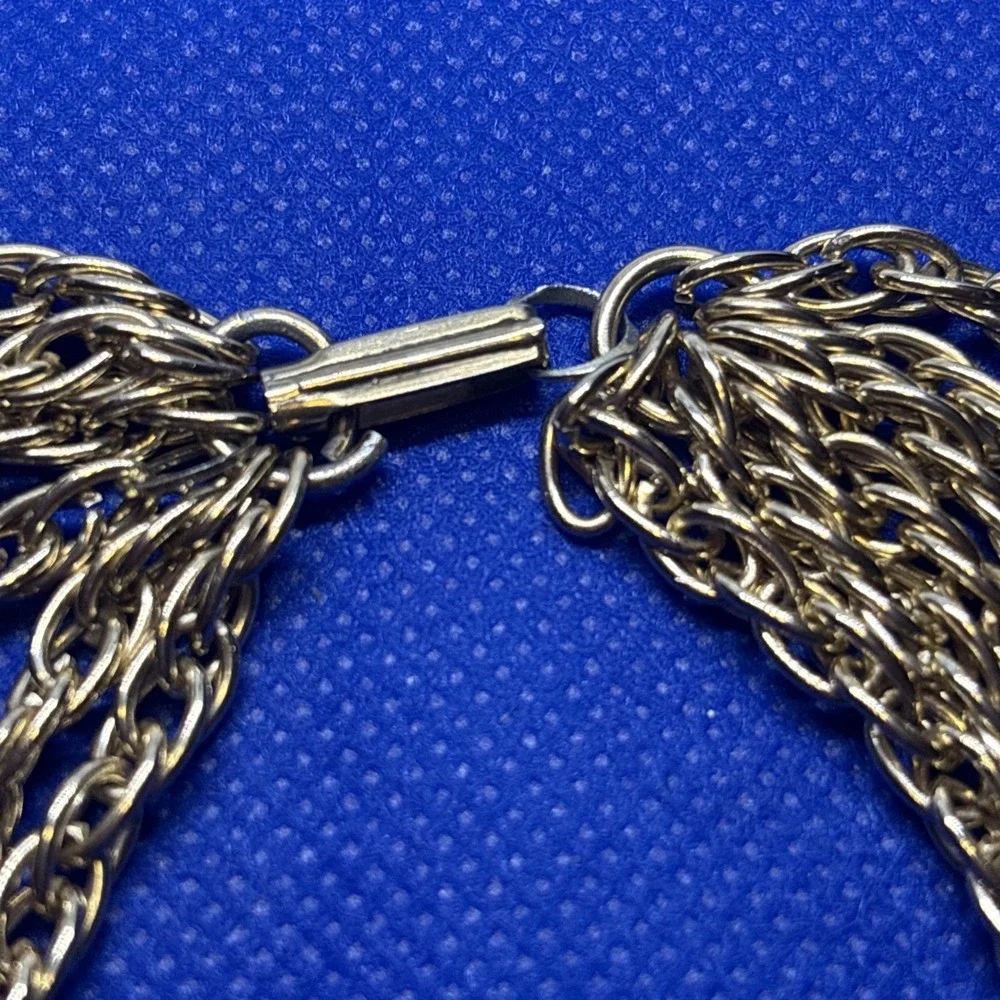 Vintage Six Multi Strand Gold Tone Light Weight Necklace Hong Kong